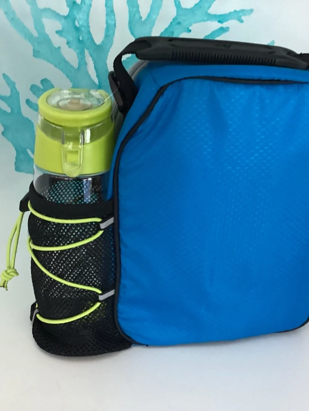 AZ Pro Insulated Zipper Lunch Bag, Blue Geometric w/ Containers & Ice Packs NEW